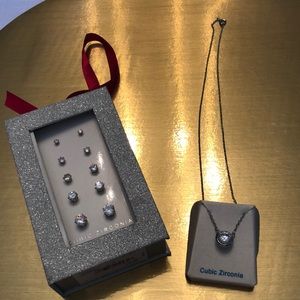 Cubic Zirconia Earrings and Necklace